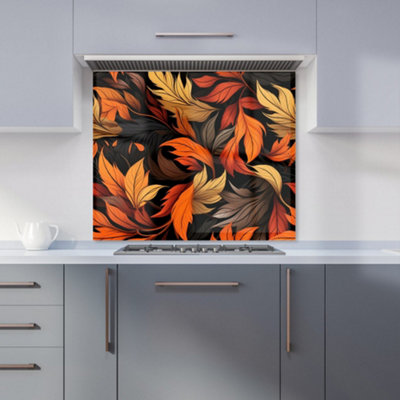 B&Q -  Autumn Leaves Design Premium Glass Kitchen Splashback W700mm X H650mm