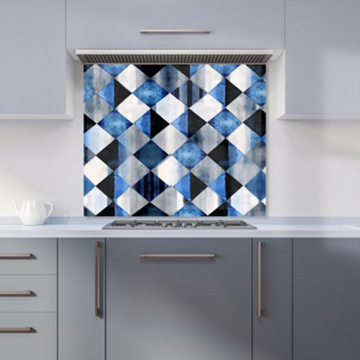 Warren Reed Designer Square Checkered Pattern Premium Glass Kitchen Splashback W600mm X H600mm from B&Q