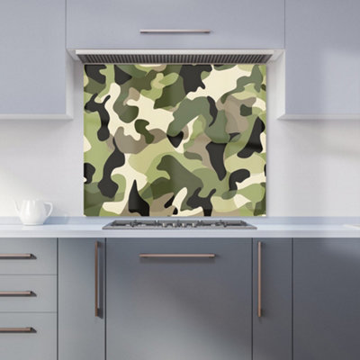 Warren Reed Designer Camouflage Design Premium Glass Kitchen Splashback W600mm X H600mm from B&Q