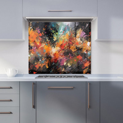 B&Q -  A Vibrant Abstract Painting Premium Glass Kitchen Splashback W600mm X H600mm