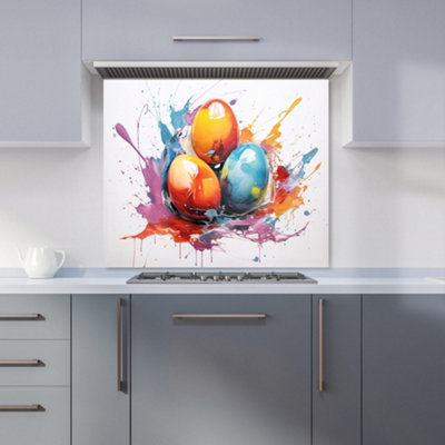 Warren Reed Designer Watercolour Splashart Easter Eggs Premium Glass Kitchen Splashback W700mm X H750mm from B&Q