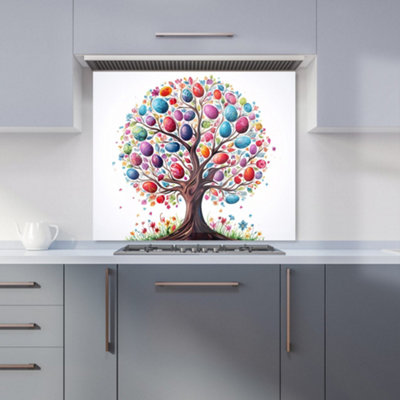 Warren Reed Designer Whimsical Easter Egg Tree Premium Glass Kitchen Splashback W900mm X H750mm from B&Q