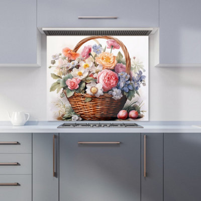 Warren Reed Designer Victorian Easter Basket Watercolour Premium Glass Kitchen Splashback W900mm X H750mm from B&Q