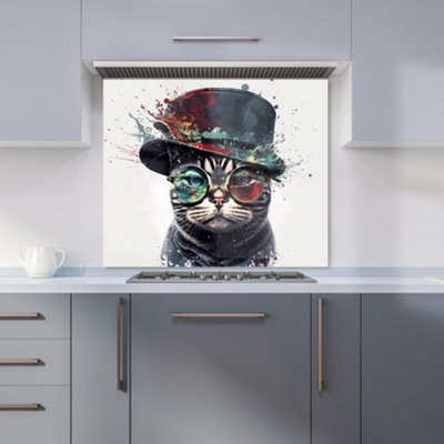 Warren Reed Designer American Shorthair Cat Splashart Premium Glass Kitchen Splashback W700mm X H650mm from B&Q