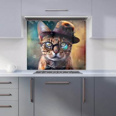 Warren Reed Designer Bengal Cat Face With Splashart Premium Glass Kitchen Splashback W900mm X H750mm from B&Q
