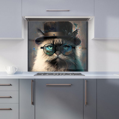 Warren Reed Designer Birman Cat Face Splashart Premium Glass Kitchen Splashback W900mm X H750mm from B&Q