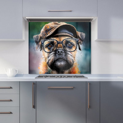 Warren Reed Designer Border Terrier Dog Splashart Premium Glass Kitchen Splashback W900mm X H650mm from B&Q