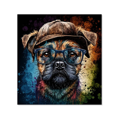 Warren Reed Designer Border Terrier Dog Face Splashart Premium Glass Kitchen Splashback W600mm X H600mm from B&Q