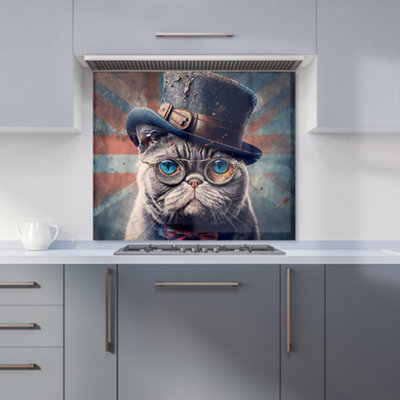 Warren Reed Designer British Shorthair Cat Premium Glass Kitchen Splashback W900mm X H650mm from B&Q