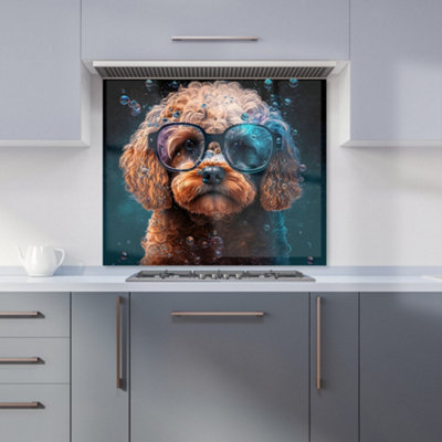 Warren Reed Designer Cavapoo Dog Face Splashart Premium Glass Kitchen Splashback W700mm X H650mm from B&Q