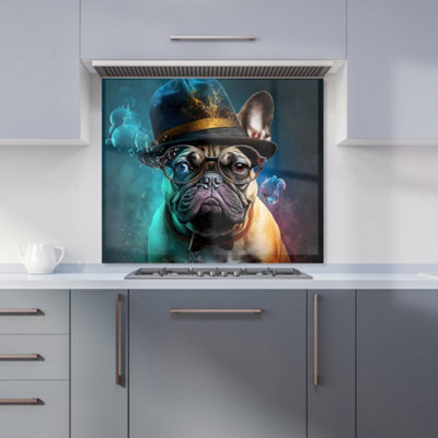 Warren Reed Designer French Bulldog Splashart Premium Glass Kitchen Splashback W600mm X H650mm from B&Q