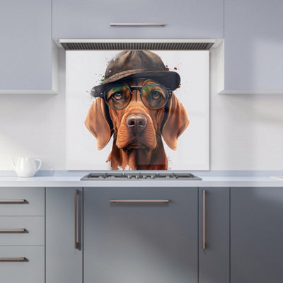 Warren Reed Designer Hungarian Vizsla Dog Splashart Premium Glass Kitchen Splashback W600mm X H650mm from B&Q