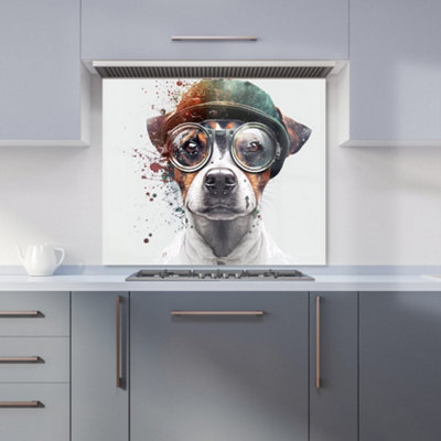 Warren Reed Designer Jack Russell Terrier Dog Splashart Premium Glass Kitchen Splashback W700mm X H750mm from B&Q