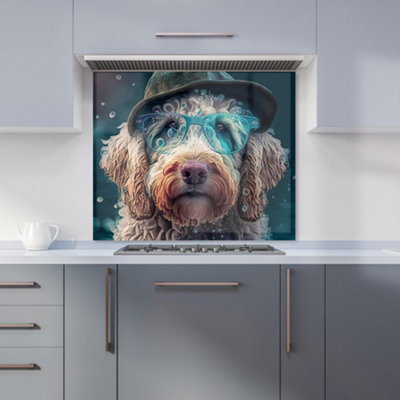 Warren Reed Designer Labradoodle Dog Splashart Premium Glass Kitchen Splashback W600mm X H750mm from B&Q