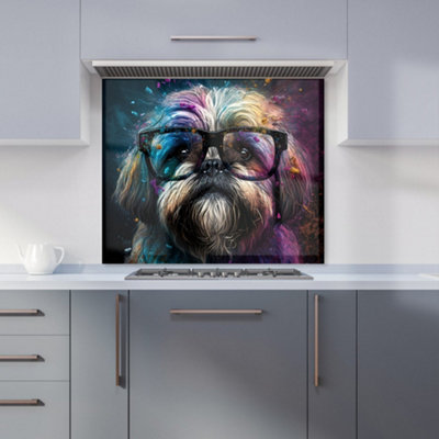 Warren Reed Designer Lharsa Apso Dog Face Splashart Premium Glass Kitchen Splashback W900mm X H650mm from B&Q