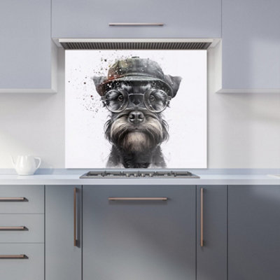 Warren Reed Designer Miniature Schnauzer Dog Premium Glass Kitchen Splashback W700mm X H750mm from B&Q
