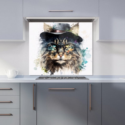 B&Q -  Norwegian Forest Cat Splashart Premium Glass Kitchen Splashback W600mm X H650mm