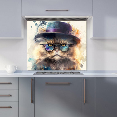 Warren Reed Designer Persian Cat Splashart Premium Glass Kitchen Splashback W600mm X H600mm from B&Q