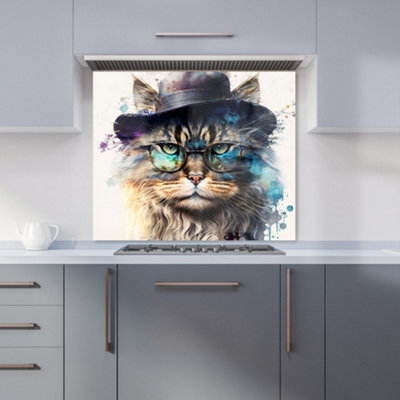 Warren Reed Designer Siberian Cat Splashart Premium Glass Kitchen Splashback W900mm X H650mm from B&Q