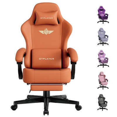 B&Q -  Gaming ChairErgonomic Computer Chair With Footrest And Lumbar Support Height Adjustable Home OfficeOrange