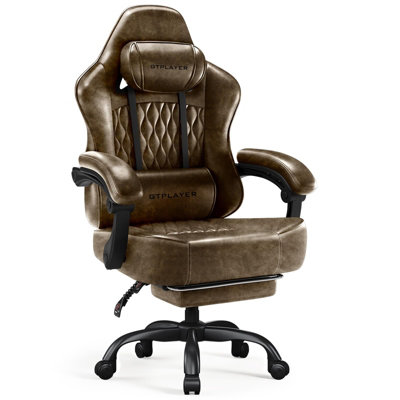 Gtplayer Gaming ChairErgonomic Computer Chair With Footrest And Lumbar Support Height AdjustableBrown from B&Q