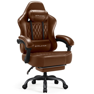 Gtplayer Gaming ChairErgonomic Computer Chair With Footrest And Lumbar Support Height AdjustableChocolate from B&Q