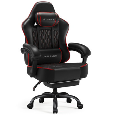 Gtplayer Gaming ChairErgonomic Computer Chair With Footrest And Lumbar Support Height AdjustableBlack Red from B&Q