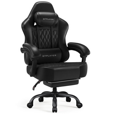 Gtplayer Gaming ChairErgonomic Computer Chair With Footrest And Lumbar Support Height AdjustableBlack from B&Q