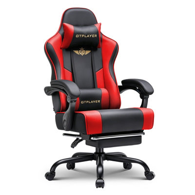 B&Q -  Gaming Chair For Adults Computer Chairs With Footrest Ergonomic Height Adjustable Reclining Pc ChairRed