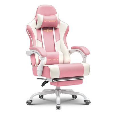 B&Q -  Gaming Chair For Adults Computer Chairs With Footrest Ergonomic Height Adjustable Reclining Pc ChairPink