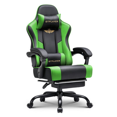 B&Q -  Gaming Chair For Adults Computer Chairs With Footrest Ergonomic Height Adjustable Reclining Pc ChairGreen
