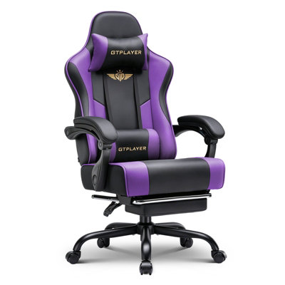 B&Q -  Gaming Chair For Adults Computer Chairs With Footrest Ergonomic Height Adjustable Reclining Pc ChairPurple