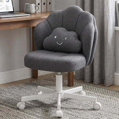 B&Q -  Office Desk Chair Makeup Vanity Chair Swivel Armless Height Adjustable Bedroom Dressing Table ChairsLinen Grey