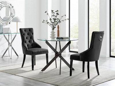 Furniturebox Uk Novara 100Cm Round Black Leg Dining Table & 2 Black Belgravia Black Leg Chairs from B&Q