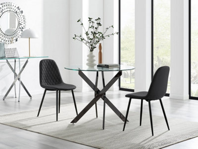 Furniturebox Uk Novara 100Cm Round Black Leg Dining Table & 2 Black Corona Black Leg Chairs from B&Q