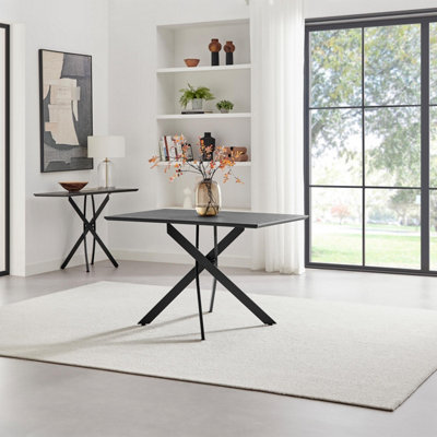 B&Q -  Uk Leonardo Rectangular Black Wood And Metal 4 Seater Dining Table