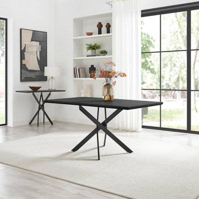 B&Q -  Uk Leonardo Rectangular Black Wood And Metal 6 Seater Dining Table