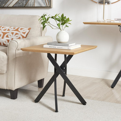 Furniturebox Black Uk Leonardo Square Oak Veneer And Side Table
