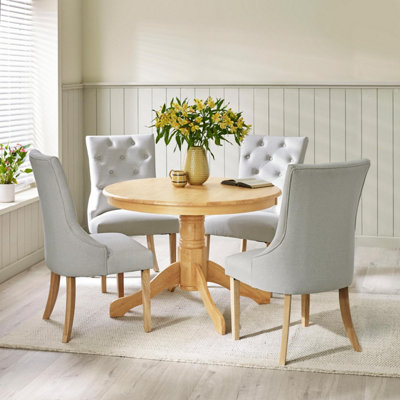 Furniturebox Uk Bude Oak Effect Round Wooden Dining Table & 4 Belgravia Chairs from B&Q