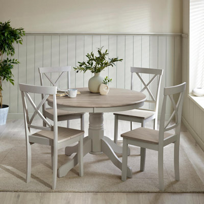 Furniturebox Uk Bude Grey Round Wooden Dining Table & 4 Millford Chairs from B&Q