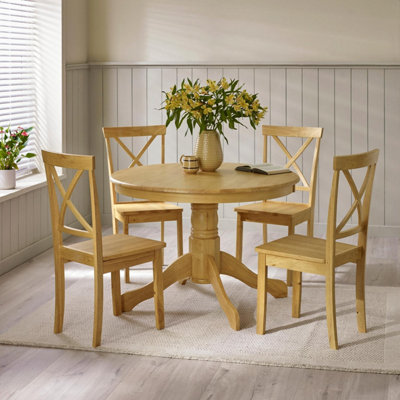 Furniturebox Uk Bude Oak Effect Round Wooden Dining Table & 4 Millford Chairs from B&Q