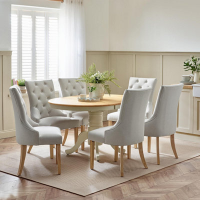 Furniturebox Uk Padstow Cream Wooden Extending Dining Table & 6 Belgravia Chairs from B&Q