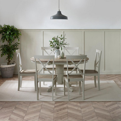 Furniturebox Uk Padstow Wooden Extending Dining Table & 6 Millford Chairs Grey