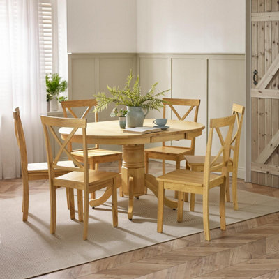 Furniturebox Uk Padstow Oak Effect Wooden Extending Dining Table & 6 Millford Chairs from B&Q