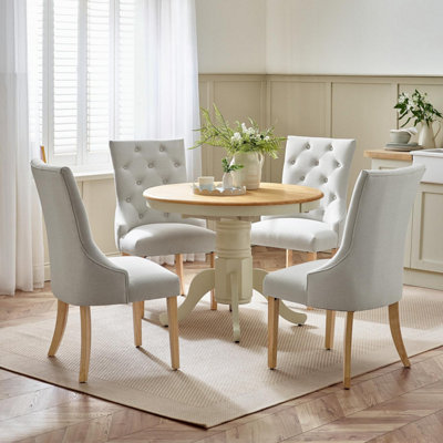Furniturebox Uk Padstow Cream Wooden Extending Dining Table & 4 Belgravia Chairs from B&Q