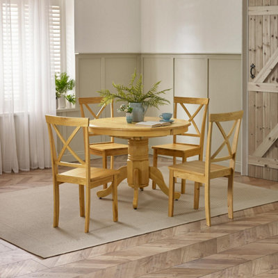 Furniturebox Uk Padstow Oak Effect Wooden Extending Dining Table & 4 Millford Chairs from B&Q
