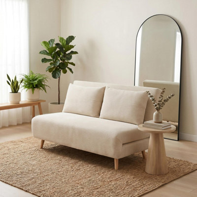 B&Q -  Uk Bobby Cream Jumbo Corduroy Folding Double Sofa Bed