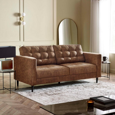 Furniturebox Uk Jenna Tan Faux Leather 3 Seater Sofa from B&Q