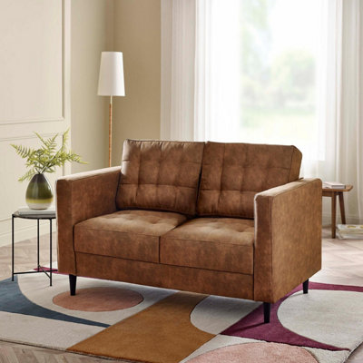 Furniturebox Uk Jenna Tan Faux Leather 2 Seater Sofa from B&Q