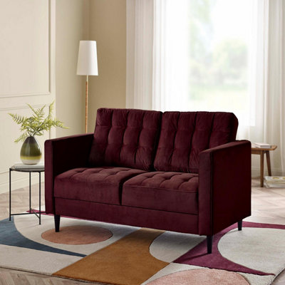 Furniturebox Uk Jenna Maroon Velvet 2 Seater Sofa from B&Q